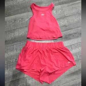 Alo Matching Candy red set - Sports Star Shorts and Aspire Tank
